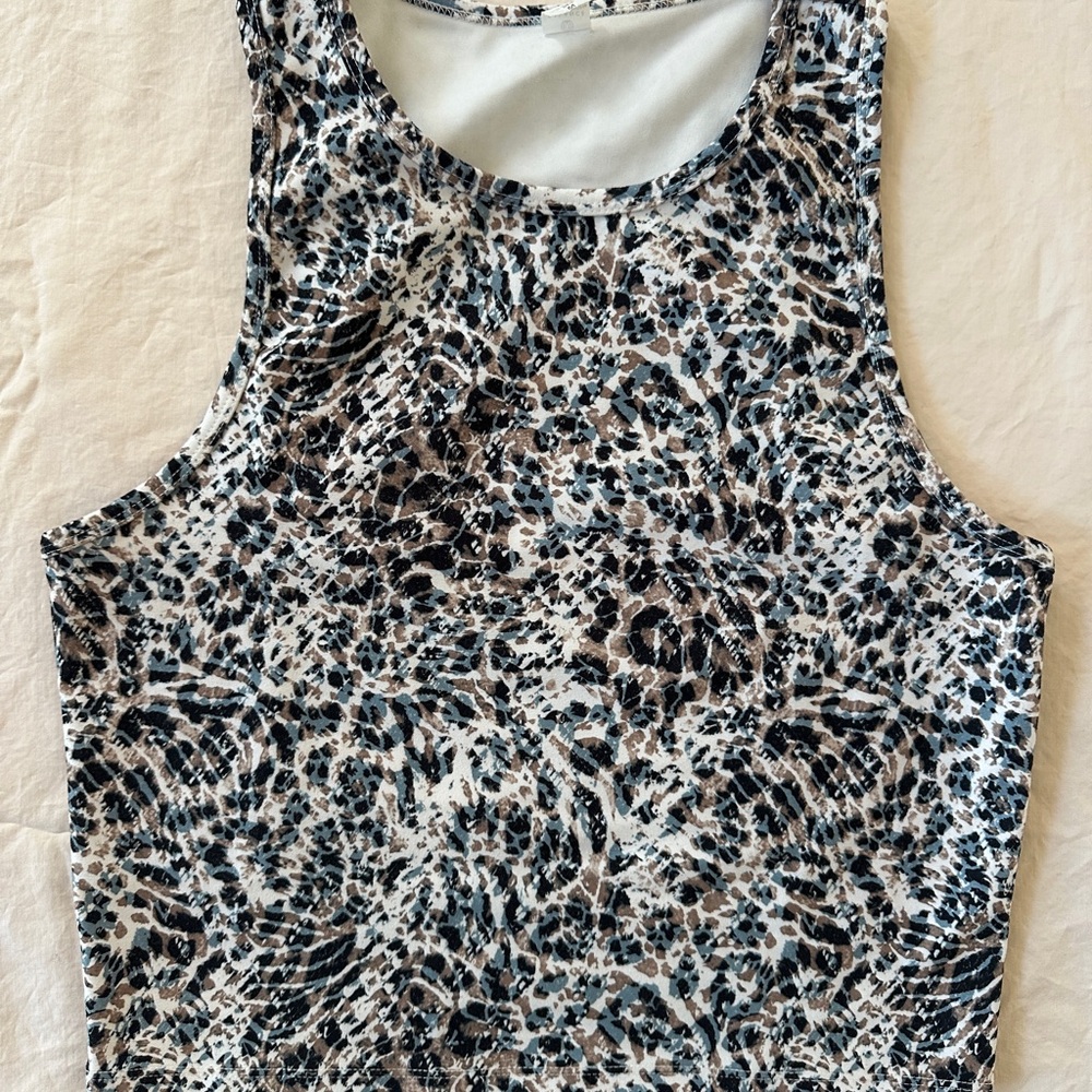 Leopard Print Cropped Tank Top